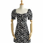 Sweet Black And White Daisy Flower Ladies Vacation Dresses
