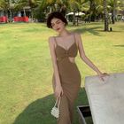 Stitching Sling Side Air Slim Womens Vacation Dresses
