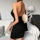 White Sleeveless V Neck 84cm Sexy Button Front Dress Tight Fitting