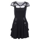 European and American modern punk style dark black sexy mesh stitching perspective hollow dress