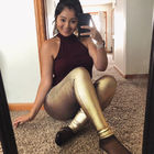 Gold Leather Booty Lifting Pants , Fur Lined Bum Lift Leather Trousers