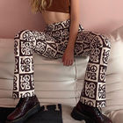 LOVE Printed Ladies Casual Pants Straight Leg With Slits