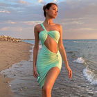 Open Back Twisted Strapless Summer Beach Dresses High Split
