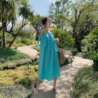 Seaside Beach Womens Vacation Dresses Halter Fashion Backless Cut Out